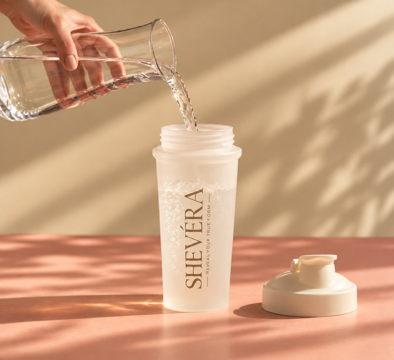 Add cold water to the shaker
